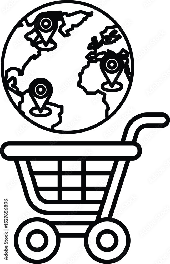 Poster a cart with a globe on top of it