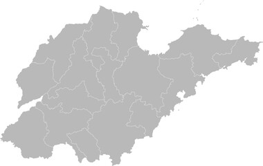 Shandong, China – administrative vector map with city boundaries (Web Mercator projection, PPT-compatible & fully editable)