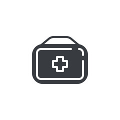Emergency box with medical cross vector icon