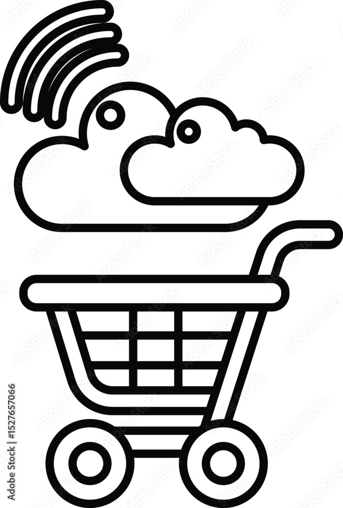 Poster a shopping cart with a cloud in the background