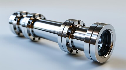 High precision chrome plated linear actuator with multiple flange connections for industrial applications