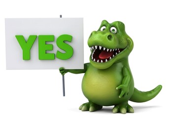 Fototapeta premium Dinosaur Holding Yes Sign