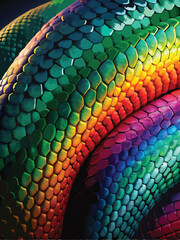 Multicolored snake skin texture background. 3d rendering, 3d illustration.
