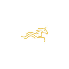 Elegant Golden Line Art Depicting a Running Horse Silhouette