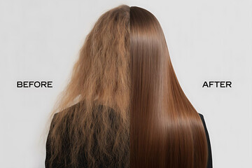 Long, shiny brown hair cascades down a beautiful woman's back, a testament to healthy beauty and modern style