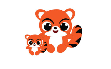 Cute Cartoon Tiger Mother and Cub