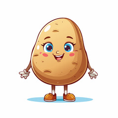 Cute Female Potato Cartoon Character with Big Eyes and Friendly Smile