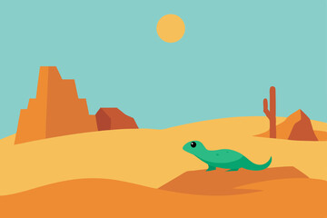Desert Lizard A Vibrant Illustration of Desert Wildlife and Landscape