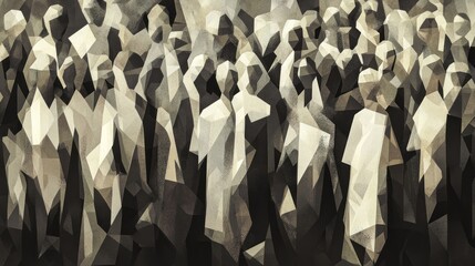 Geometric illustration of a crowd of human figures