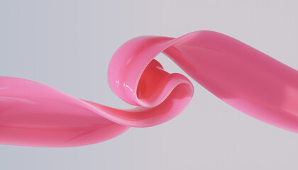 Glossy pink swirl twisting elegant dynamic shape. Abstract 3d rendering design element for cosmetic branding, fashion and beauty product presentation