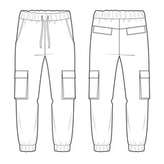 Mans jersey cargo jogger. Template, mockup