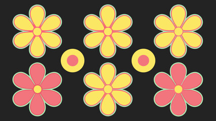 Vibrant Floral Pattern: Yellow & Pink Daisy Design