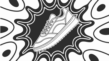 Fototapeta premium Retro Sneaker Design: Black and White Athletic Shoe Illustration