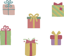 Cute Embroidered Gifts Illustration on Black Background