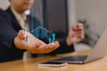 real estate investment concept energy efficiency rating and property value, Real estate online on...