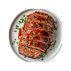 Delicious Glazed Meatloaf Slices on a White Plate