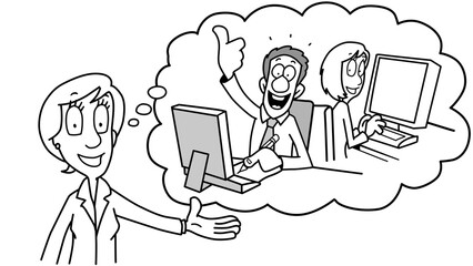 Businessman working on computer at night