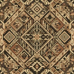 Intricate Geometric Pattern in Earth Tones with Repeating Shapes