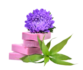 Soap  with  bamboo and flower isolated