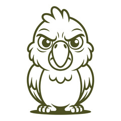 Stern Cartoon Parrot vector Illustration