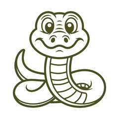  Cute Cartoon Snake with Sad Expression vector file