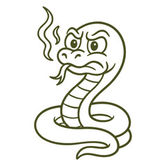  Cute Cartoon Snake with Sad Expression vector file