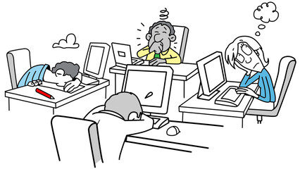 Bored business meeting cartoon illustration