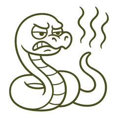  Cute Cartoon Snake with Sad Expression vector file