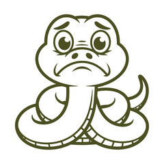  Cute Cartoon Snake with Sad Expression vector file