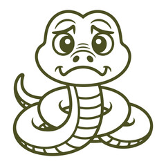  Cute Cartoon Snake with Sad Expression vector file