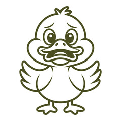 Cheerful Cartoon Duck Line Drawing vector file