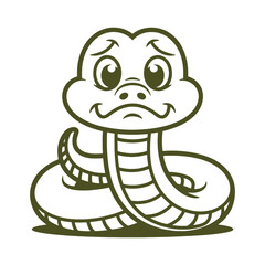  Cute Cartoon Snake with Sad Expression vector file