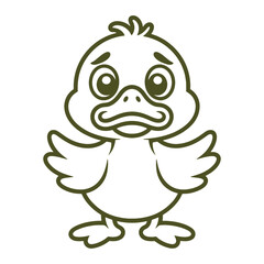 Cheerful Cartoon Duck Line Drawing vector file