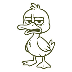 Cheerful Cartoon Duck Line Drawing vector file