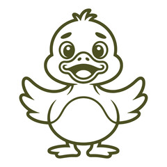 Cheerful Cartoon Duck Line Drawing vector file