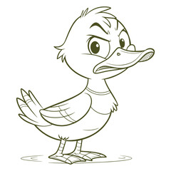 Cheerful Cartoon Duck Line Drawing vector file