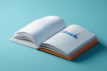 Open book with graph on blue surface