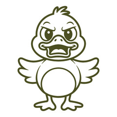 Cheerful Cartoon Duck Line Drawing vector file