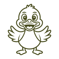 Cheerful Cartoon Duck Line Drawing vector file
