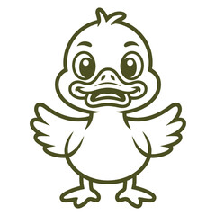 Cheerful Cartoon Duck Line Drawing vector file