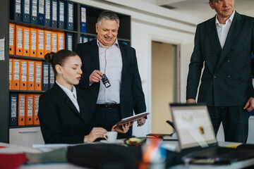 Multigenerational business team collaborating together in a professional office environment