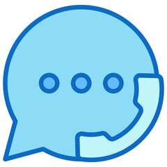 Chat Support - Blue Fill Outline icon - Chat bubble with phone inside, representing live support and instant communication