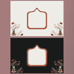 Ornamental Tea Label Frame Design - Light And Dark Theme Variants Background For Web And Social Media.