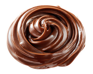 Rich chocolate swirl smooth texture glossy finish isolated on transparency background perfect for desserts baking or spreads evoking indulgence and sweetness