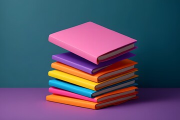 Fototapeta premium Colorful Stack of Books A Vibrant Display of Knowledge and Imagination
