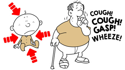 Abstract illustration of a person being pulled in multiple directions