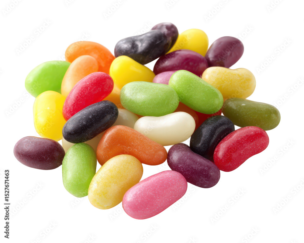 Poster colorful jelly beans various shapes and sizes create vibrant and playful display, perfect for candy 