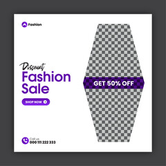 Fashion sale social media post design template or web banner design template
