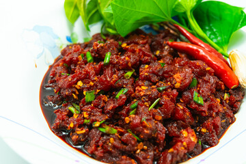 Raw beef spicy minced meat salad