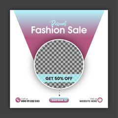 Fashion sale social media post design template or web banner design template